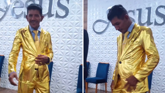 Pastor flagrado todo de dourado em igreja evangélica em Porto Velho (RO) viraliza nas redes sociais