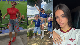 Esposas de jogadores da França e Espanha mostram looks para a semifinal da Copa