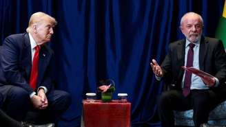 Trump e Lula durante encontro