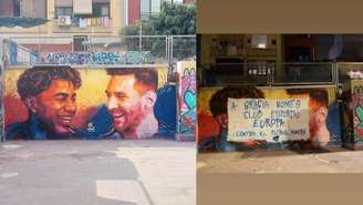 Mural com rostos de Yamal e Messi é vandalizado em Barcelona antes da final da Copa