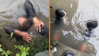 Adolescente tenta se esconder da polícia em esgoto mas é apreendido com arma e drogas em PE.