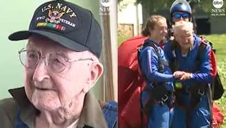 Um idoso de 105 anos emocionou ao comemorar o aniversário com seu primeiro salto de paraquedas; conheça sua história