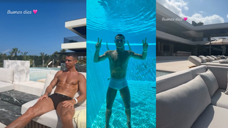 Cristiano Ronaldo surgiu aproveitando dias de descanso na nova mansão da família em Portugal