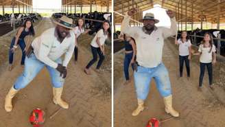 Trabalhador rural de Minas Gerais conquistou quase 20 mil seguidores em um dia após publicar coreografia gravada ao lado das filhas de patroa
