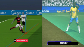 Lances de VAR no jogo entre Flamengo e São Paulo no Brasileirão e na partida entre Portugal e Colômbia pela Copa de 2026. 
