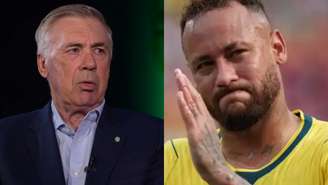 Carlo Ancelotti e Neymar (Reprodução/TV Globo)