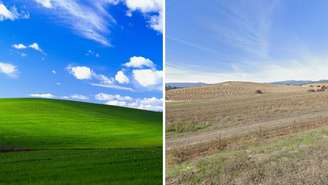 Paisagem do papel de parede "Bliss" do Windows XP, mudou com o passar do tempo 