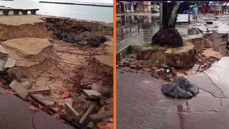 Cratera se forma em orla do Grande Recife após temporal