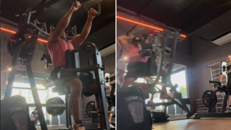 Homem filmou o momento em que a máquina em que estava utilizando na academia tomba 
