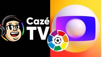 Cazé TV pagou pelo Espanhol um valor superior ao desembolsado pela TNT Sports na Champions (Imagem: Divulgação - Cazé TV - Globo - LaLiga / Montagem - RD1)