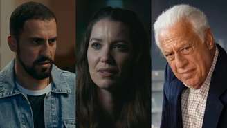 Joel (Ricardo Teodoro), Francesca (Nathalia Dill) e Arthur (Antonio Fagundes) de Quem Ama Cuida (Reprodução/TV Globo)