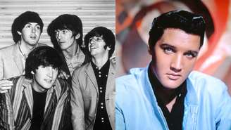 Os Beatles e Elvis Presley em 1965, às vésperas do encontro (Fotos: Fotos International/Getty Images e Bettmann Collection/ Getty Images)