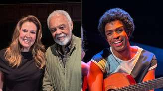Gilberto Gil conhece ator que o interpreta nos palcos em encontro exibido com exclusividade pelo 'Fantástico' (Divulgação)