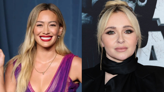 À esquerda, Hilary Duff