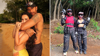Lewis Hamilton e Kim Kardashian curtem juntos momentos de lazer.