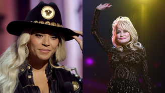 Beyoncé e Dolly Parton, que colaborou em 'Cowboy Carter' (Fotos: Kevin Winter/Getty Images for iHeartRadio e Getty Images)