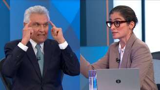 Ronaldo Caiado e Renata Vasconcellos no Jornal Nacional (Reprodução/TV Globo)