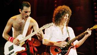Freddie Mercury e Brian May, do Queen, no início da década de 1980