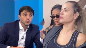 Renan Santos no Jornal Nacional e Deolane Bezerra (Reprodução/TV Globo)
