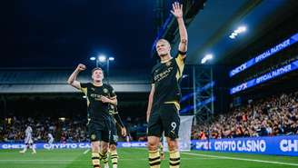 Haaland comemorando um dos gols do Manchester City 