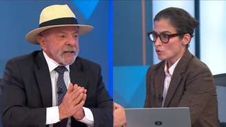 Lula e Renata Vasconcellos no Jornal Nacional (Reprodução/TV Globo)