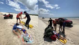 Após o resgate, a turista foi levada pela eronave para a Santa Casa de Sobral
