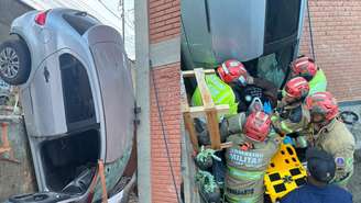 Após o trabalho de ancoragem, os militares acessaram o habitáculo e retiraram o motorista em segurança