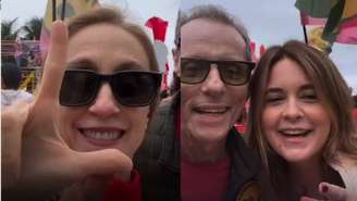 Betty Gofman, Tony Bellotto e Claudia Abreu em manifestação a favor de Lula