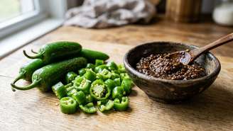 A combinação de pasta de soja fermentada e pimentas garante um banchan crocante e saboroso.