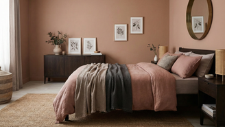 Decoração rosa para quarto adulto elegante e contemporâneo - Imagem gerada por IA