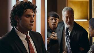 Pedro (Chay Suede) e Ademir (Dan Stulbach) de Quem Ama Cuida (Reprodução/TV Globo)