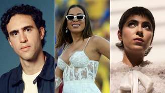 Zeca Veloso, Anitta e Loulu Gilberto estão entre os brasileiros indicados ao Grammy Latino 2026 (Fotos: Elisa Maciel, Buda Mendes/Getty Images e Divulgação)