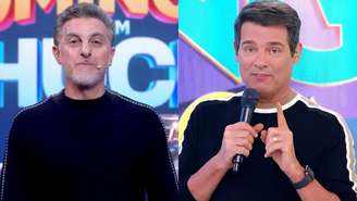 Luciano Huck no Domingão e Celso Portiolli no Domingo Legal (Reprodução/TV Globo/SBT)