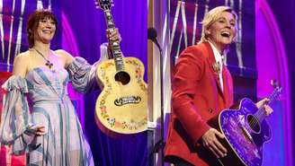 Molly Tuttle (esquerda) e Brandi Carlile (direita) no Americana Honors & Awards (Fotos: Terry Wyatt/Getty Images for Americana Music Association)
