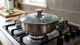 O uso de uma camada mínima de líquido gera vapor ativo eficiente, economizando combustível na rotina culinária.