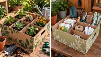 Uma caixa de papelão limpa pode ajudar na organização do jardim. Veja como adaptá-la para vasos, sementes e acessórios e quais cuidados tomar contra a umidade.