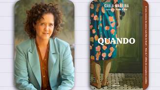 O novo livro de Carla Madeira, "Quando", chegou em agosto às livrarias do Brasil e está sendo lançado semana que vem no mercado português, pela Particular Editora. Fotomontagem com a escritora Carla Madeira e a capa do seu novo livro: "Quando"
