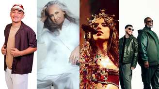 Da esquerda para a direita: João Gomes, Maria Bethânia, Marina Sena e "As Vozes", de Péricles e Ferrugem, atrações do Festival de Verão Salvador (Fotos: Divulgação)