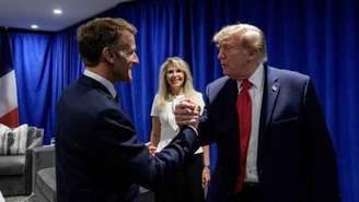 O presidente francês Emmanuel Macron reuniu-se com Donald Trump em Nova York, antes da abertura da Assembleia Geral da ONU, em 21 de setembro de 2026.