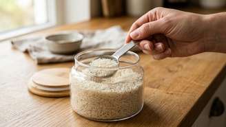 Utilizar recipientes herméticos na geladeira preserva o sabor original do arroz e impede a absorção de odores externos.