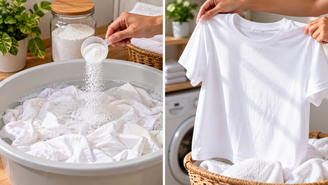 Saiba como remover o aspecto acinzentado de roupas brancas com percarbonato de sódio, respeitando as instruções da embalagem e o tipo de tecido.