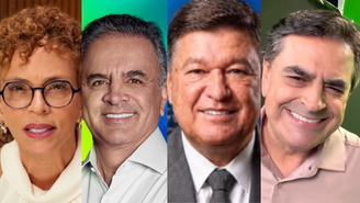 Marília Campos (PT), Aécio Neves (PSDB),  Carlos Viana (PSD) e Domingos Sávio (PL) 