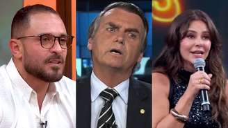 Diogo Nogueira, Bolsonaro e Paolla Oliveira (Reprodução/TV Brasil/TV Globo)