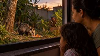 Alimentar um gambá aproximou o animal demais da casa.