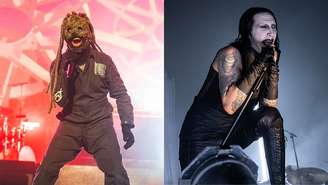 Corey Taylor, do Slipknot, e Marilyn Manson (Fotos: Mariano Regidor/Redferns e Jeff Hahne/Getty Images)