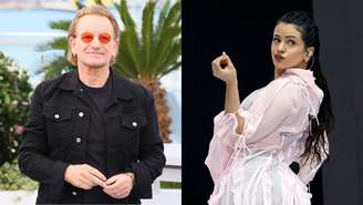 Bono e Rosalía (Fotos: JB Lacroix/FilmMagic e Frazer Harrison/Getty Images para Coachella)