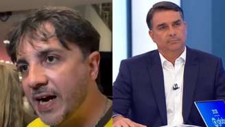 Renan Santos e Flávio Bolsonaro (Reprodução/TV Globo/Instagram)