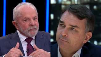 Lula e Flávio Bolsonaro (Reprodução/TV Globo/Band)