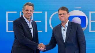 O governador Tarcísio de Freitas (Republicanos) e o ex-ministro da Fazenda Fernando Haddad (PT) são candidatos ao governo de São Paulo