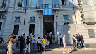 Embaixada do Brasil na Piazza Navona, o local de votação em Roma, na Itália. Em 04 de outubro de 2026.